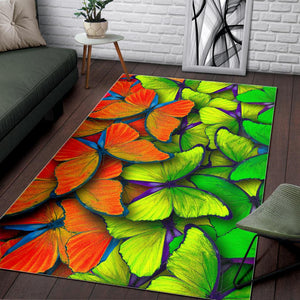 Rainbow Butterfly Pattern Print Area Rug GearFrost