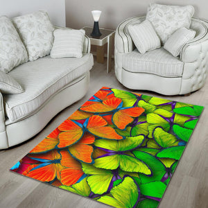 Rainbow Butterfly Pattern Print Area Rug GearFrost