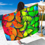 Rainbow Butterfly Pattern Print Beach Sarong Wrap