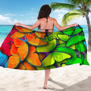 Rainbow Butterfly Pattern Print Beach Sarong Wrap