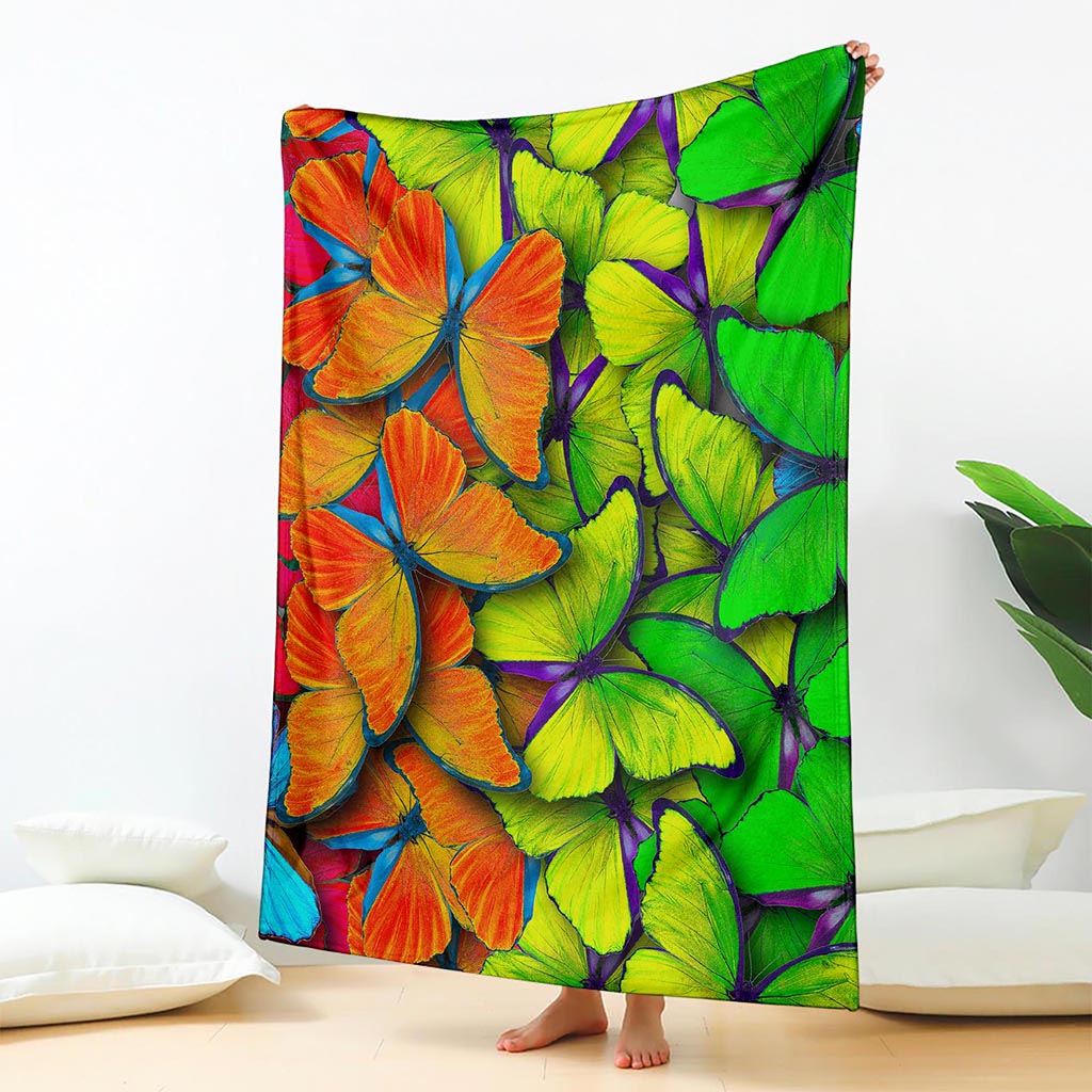 Rainbow Butterfly Pattern Print Blanket
