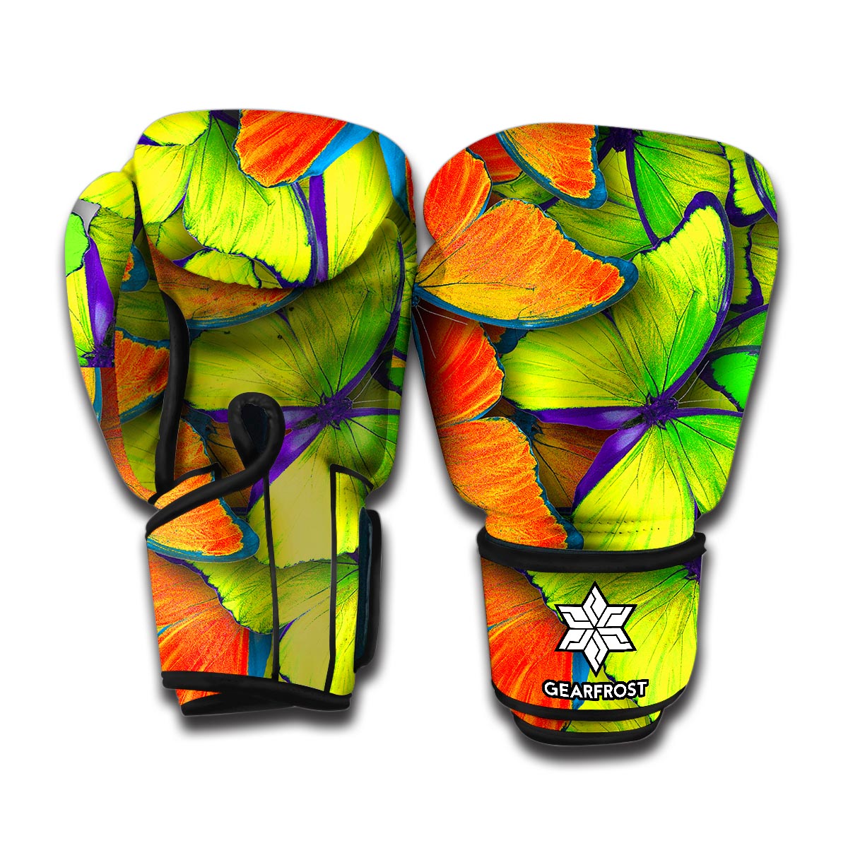 Rainbow Butterfly Pattern Print Boxing Gloves