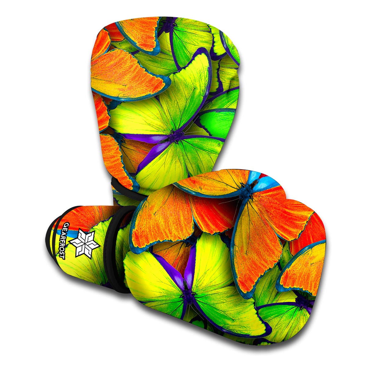 Rainbow Butterfly Pattern Print Boxing Gloves