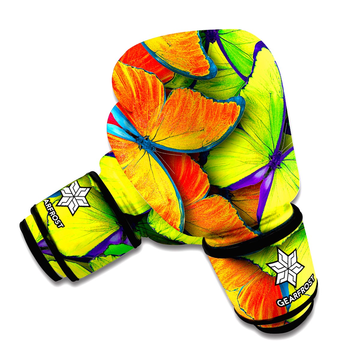 Rainbow Butterfly Pattern Print Boxing Gloves