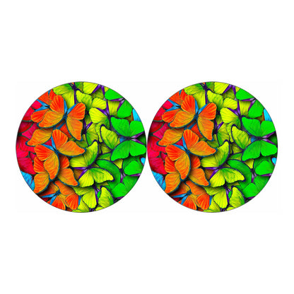 Rainbow Butterfly Pattern Print Car Coasters
