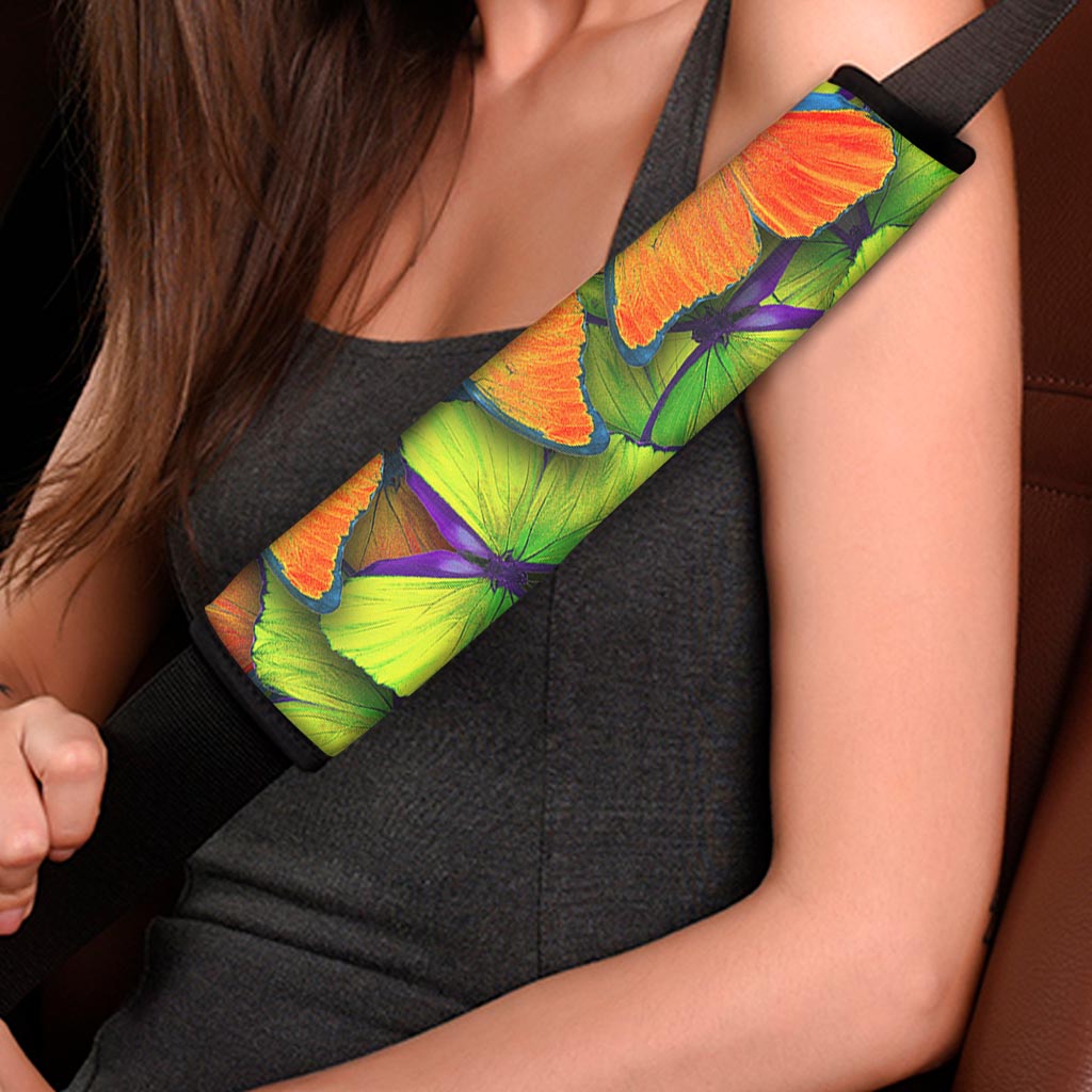 Rainbow Butterfly Pattern Print Car Seat Belt Covers