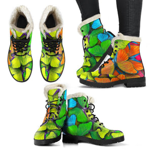 Rainbow Butterfly Pattern Print Comfy Boots GearFrost