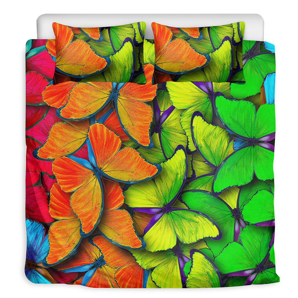 Rainbow Butterfly Pattern Print Duvet Cover Bedding Set