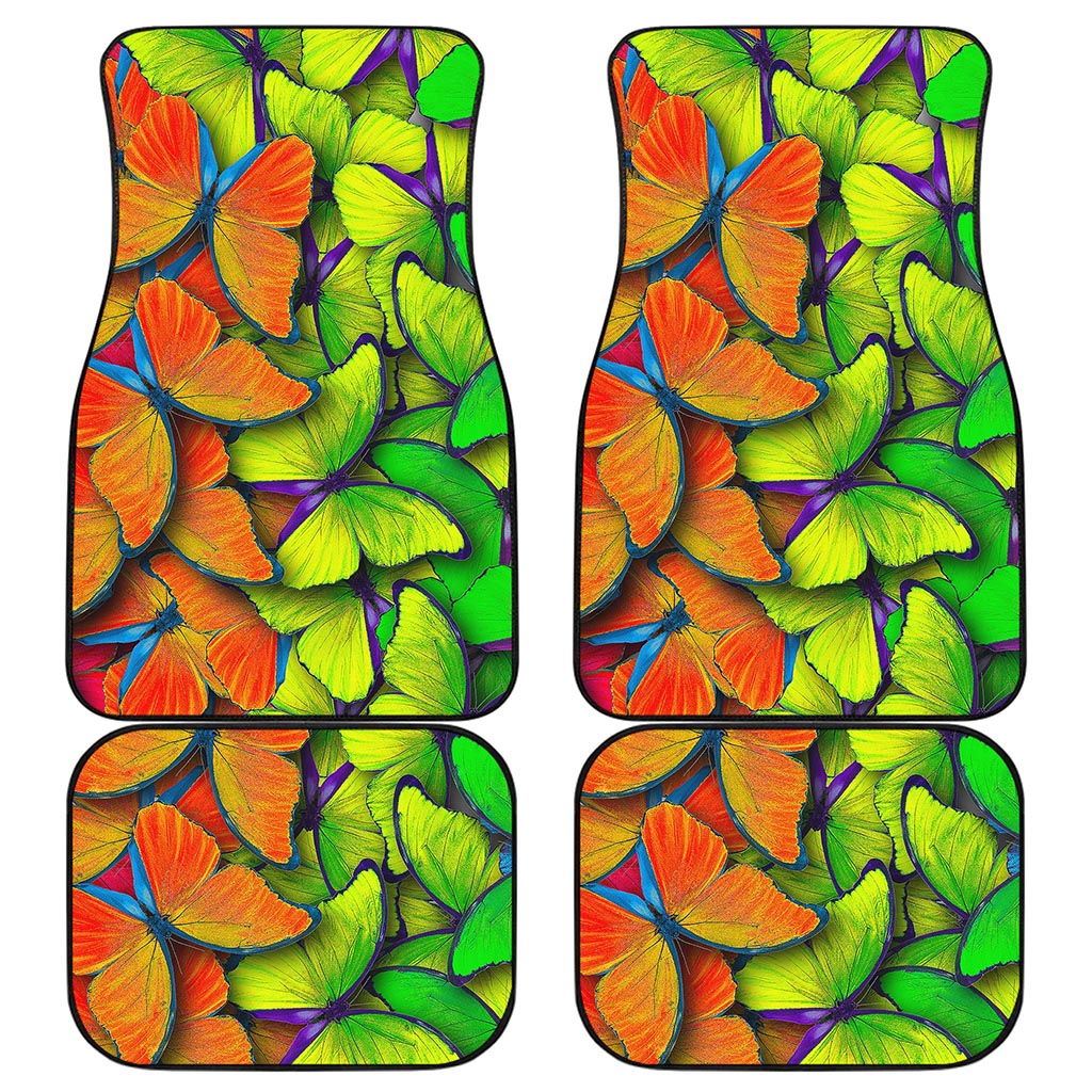 Rainbow Butterfly Pattern Print Front and Back Car Floor Mats