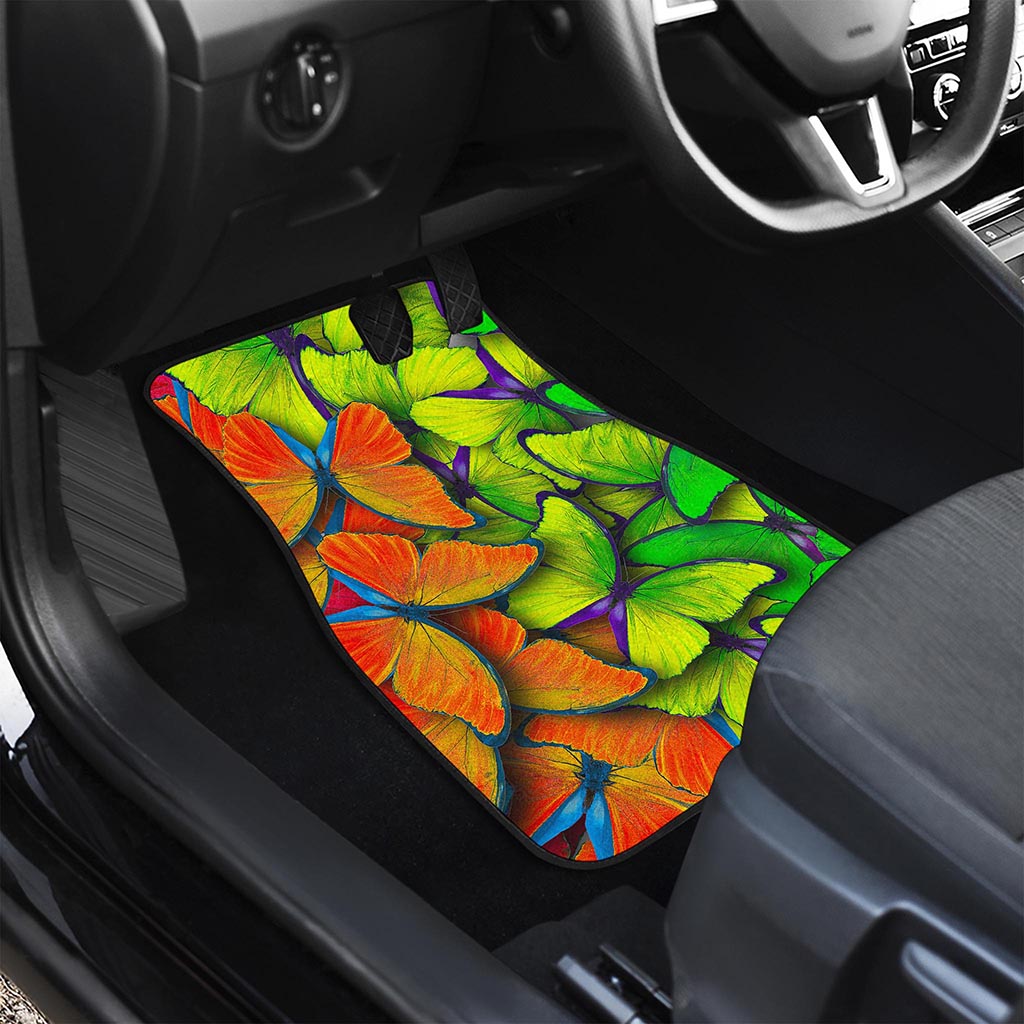 Rainbow Butterfly Pattern Print Front and Back Car Floor Mats