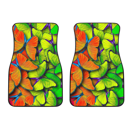 Rainbow Butterfly Pattern Print Front Car Floor Mats