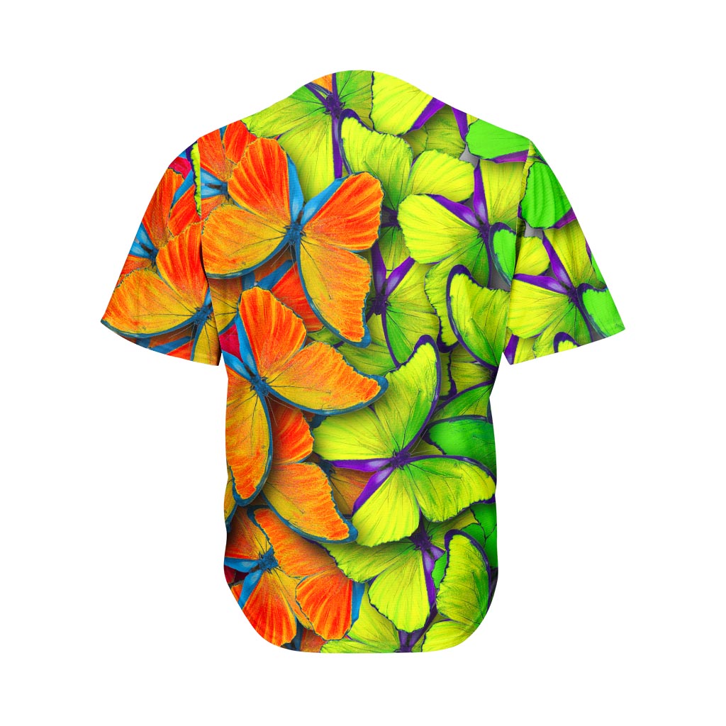 Rainbow Butterfly Pattern Print Men's Baseball Jersey