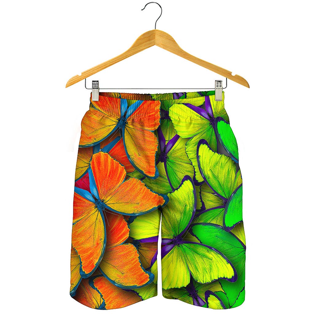 Rainbow Butterfly Pattern Print Men's Shorts