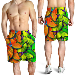 Rainbow Butterfly Pattern Print Men's Shorts