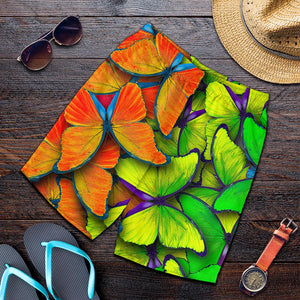 Rainbow Butterfly Pattern Print Men's Shorts