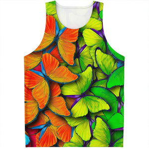 Rainbow Butterfly Pattern Print Men's Tank Top