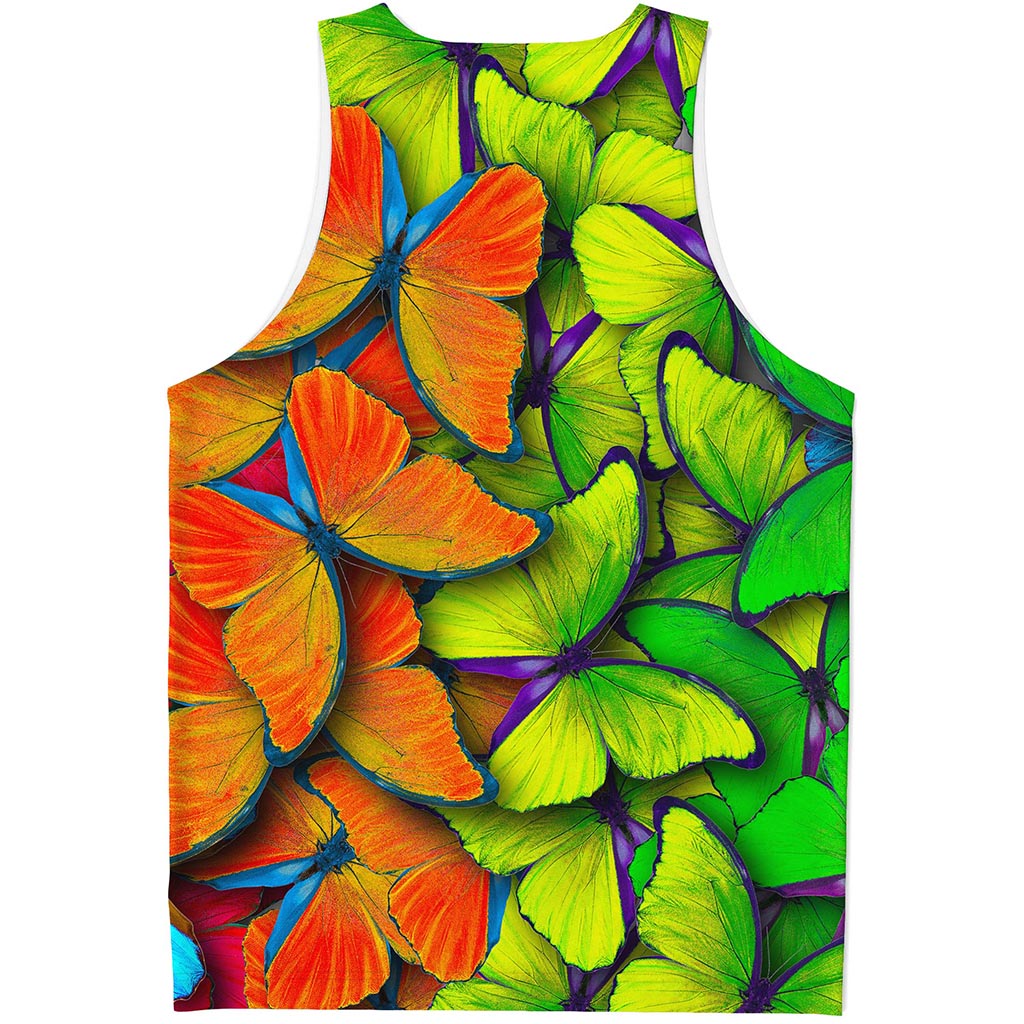 Rainbow Butterfly Pattern Print Men's Tank Top