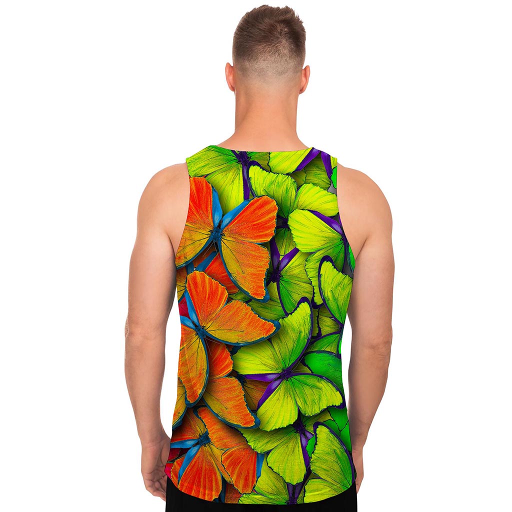 Rainbow Butterfly Pattern Print Men's Tank Top