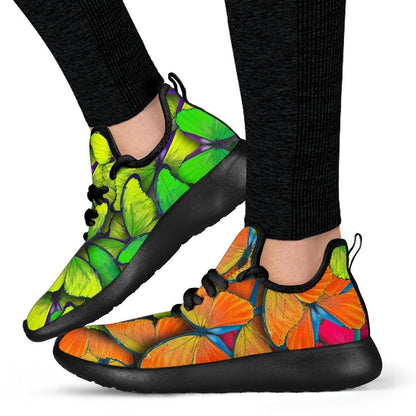 Rainbow Butterfly Pattern Print Mesh Knit Shoes GearFrost