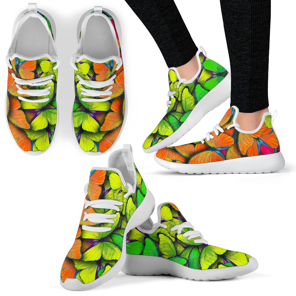 Rainbow Butterfly Pattern Print Mesh Knit Shoes GearFrost