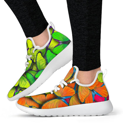 Rainbow Butterfly Pattern Print Mesh Knit Shoes GearFrost