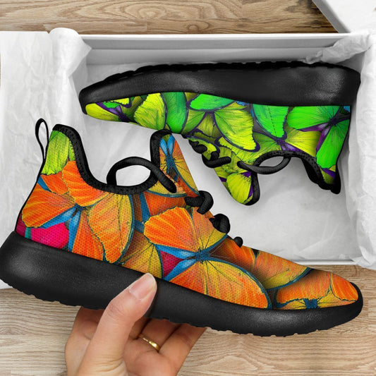 Rainbow Butterfly Pattern Print Mesh Knit Shoes GearFrost