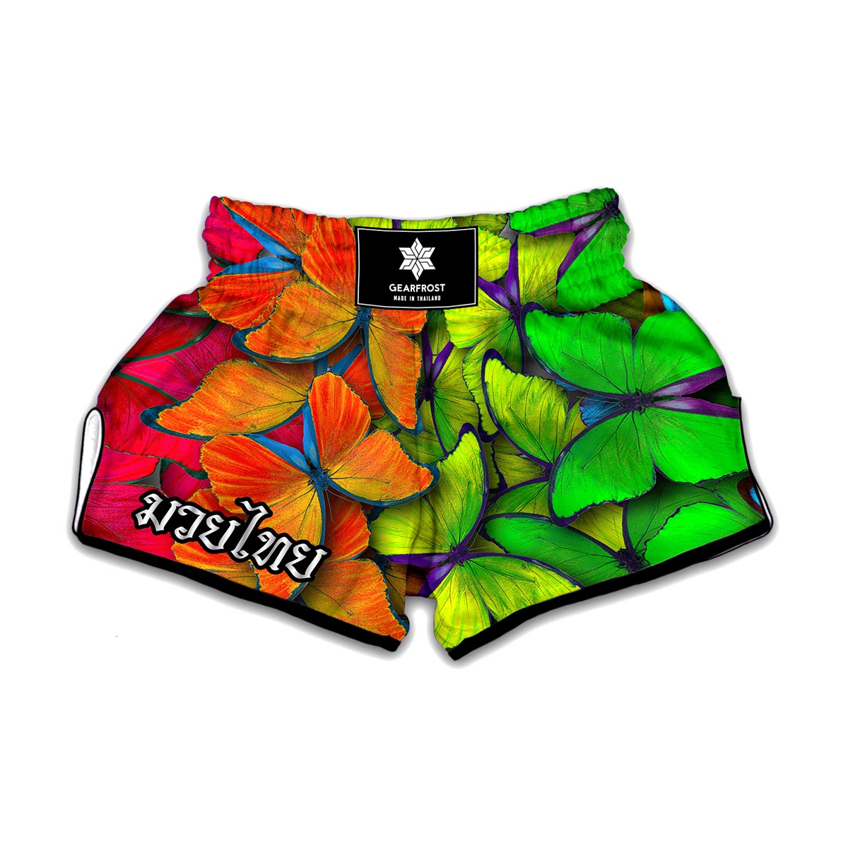 Rainbow Butterfly Pattern Print Muay Thai Boxing Shorts