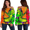 Rainbow Butterfly Pattern Print Off Shoulder Sweatshirt GearFrost