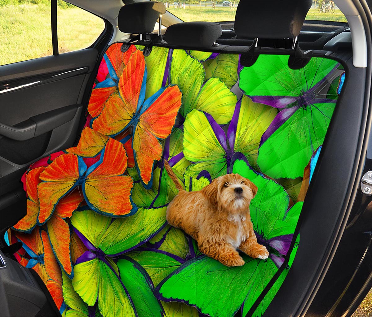 Rainbow Butterfly Pattern Print Pet Car Back Seat Cover