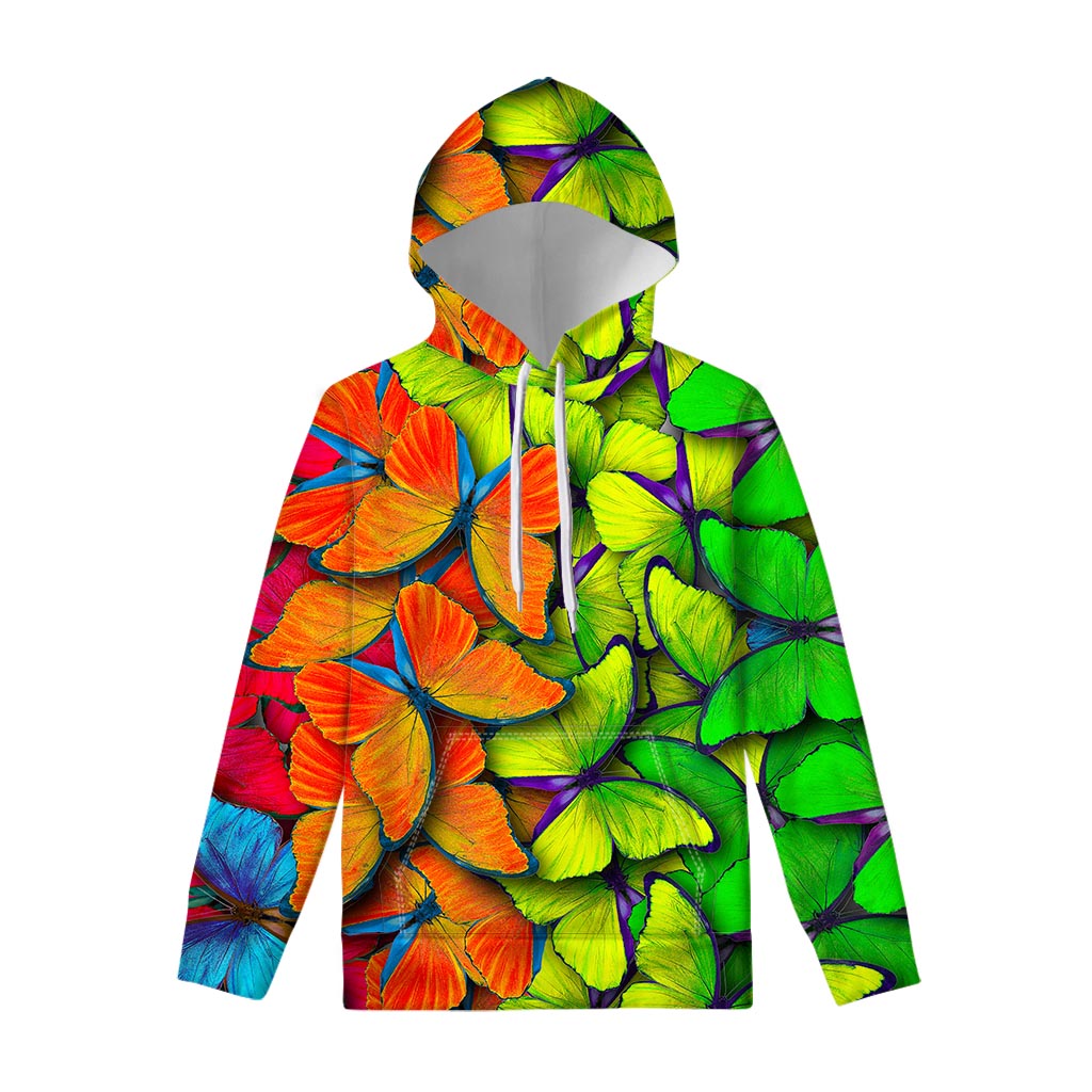 Rainbow Butterfly Pattern Print Pullover Hoodie