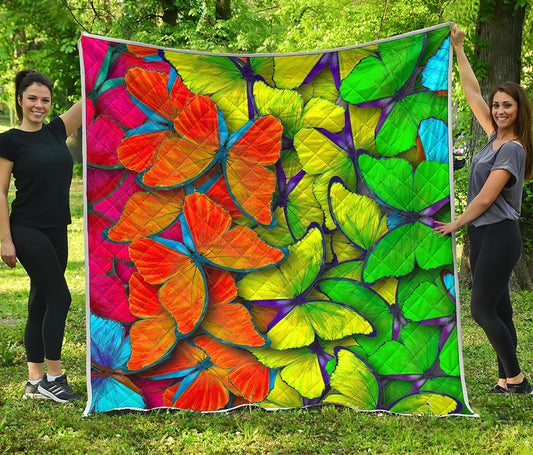 Rainbow Butterfly Pattern Print Quilt
