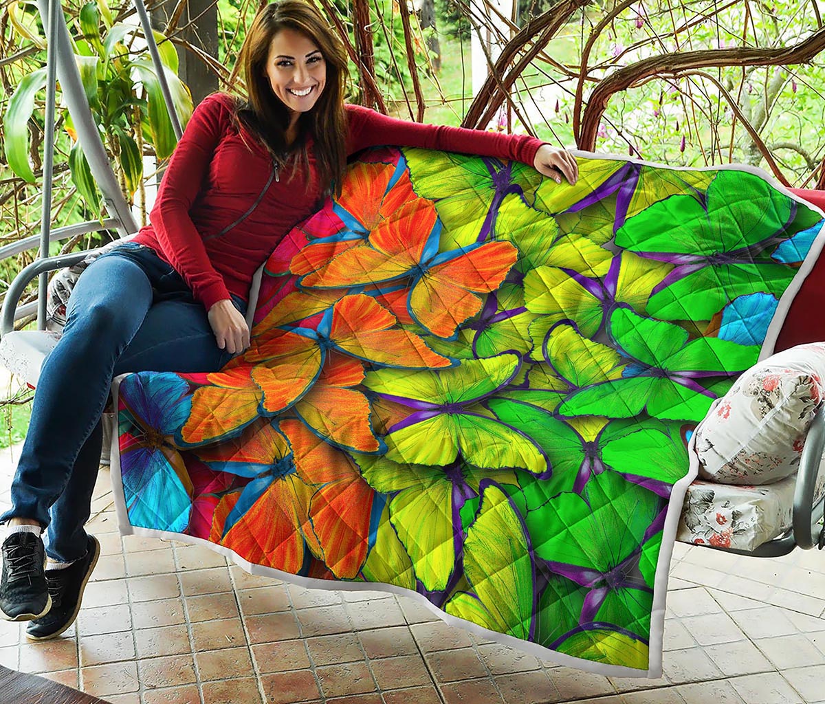 Rainbow Butterfly Pattern Print Quilt