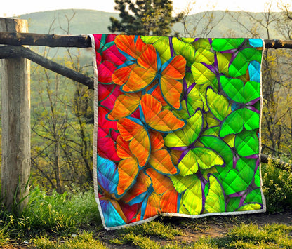 Rainbow Butterfly Pattern Print Quilt