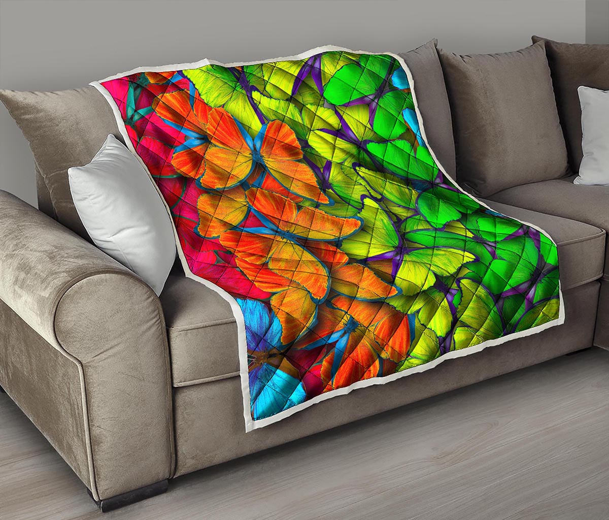 Rainbow Butterfly Pattern Print Quilt