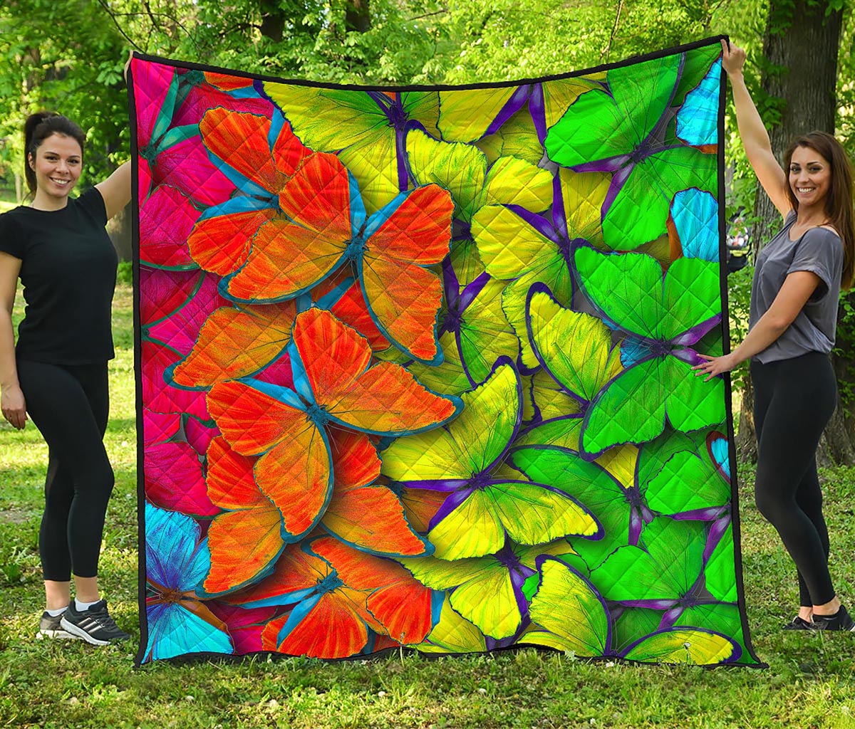 Rainbow Butterfly Pattern Print Quilt