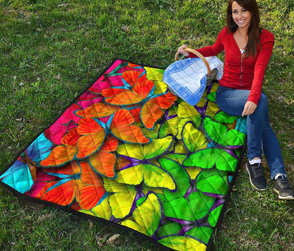 Rainbow Butterfly Pattern Print Quilt