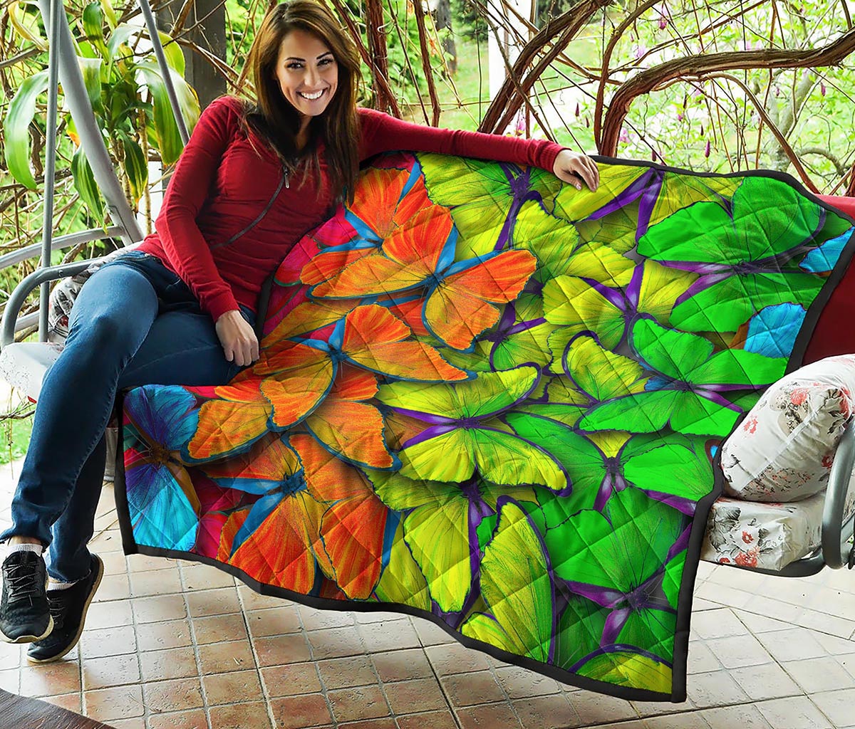 Rainbow Butterfly Pattern Print Quilt