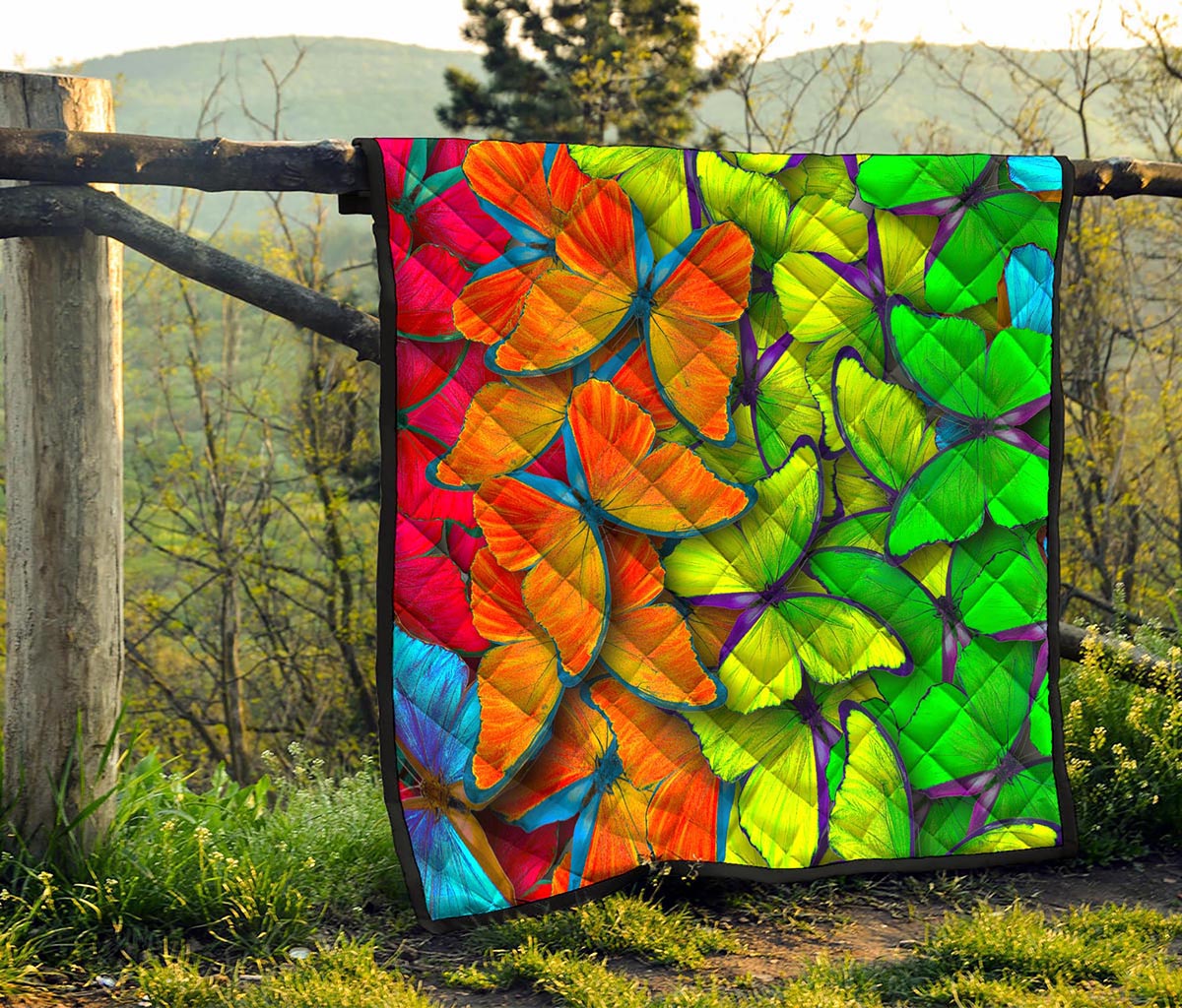 Rainbow Butterfly Pattern Print Quilt