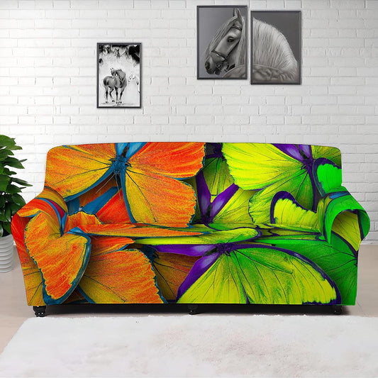 Rainbow Butterfly Pattern Print Sofa Cover