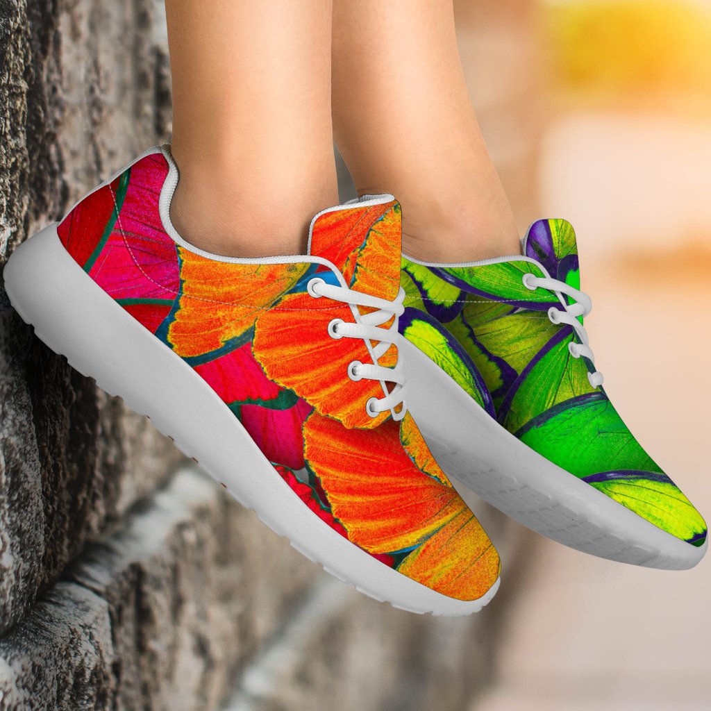 Rainbow Butterfly Pattern Print Sport Shoes GearFrost