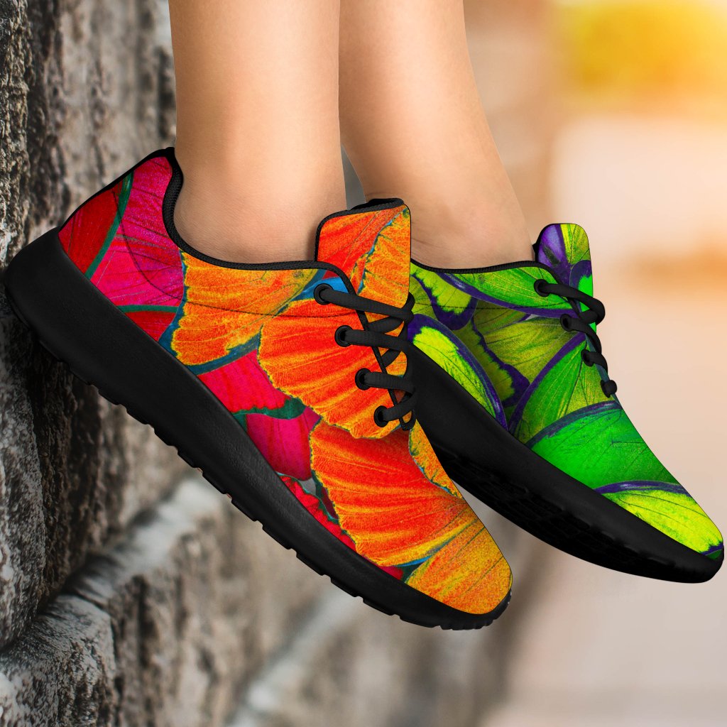 Rainbow Butterfly Pattern Print Sport Shoes GearFrost
