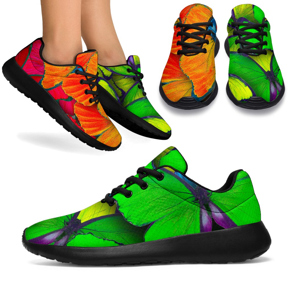 Rainbow Butterfly Pattern Print Sport Shoes GearFrost