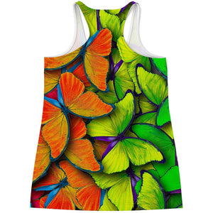 Rainbow Butterfly Pattern Print Women's Racerback Tank Top