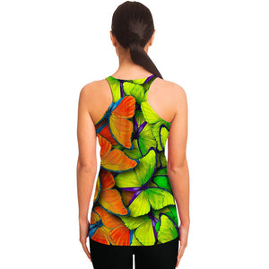 Rainbow Butterfly Pattern Print Women's Racerback Tank Top