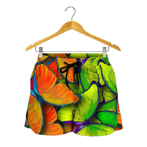 Rainbow Butterfly Pattern Print Women's Shorts