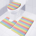 Rainbow Chevron Pattern Print 3 Piece Bath Mat Set
