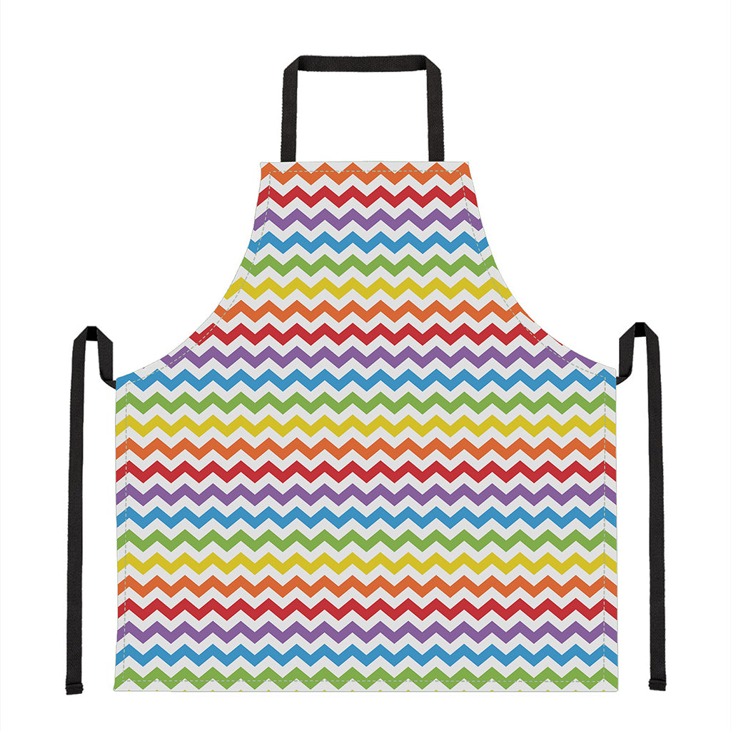 Rainbow Chevron Pattern Print Apron