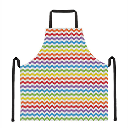 Rainbow Chevron Pattern Print Apron