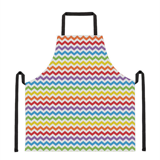 Rainbow Chevron Pattern Print Apron