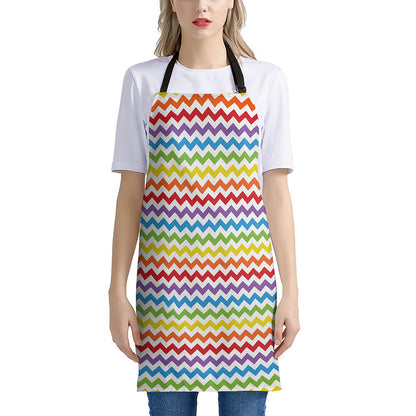 Rainbow Chevron Pattern Print Apron